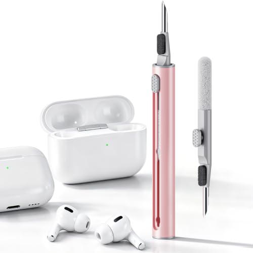 Hyashee Cleaner Kit for Airpods Pro 1 2 3 Multi-Function Cleaning Pen with Soft Brush Flocking Sponge for Bluetooth Earphones Case Cleaning Tools (Pink) - color: Pink