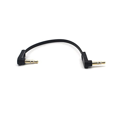 3.5mm Male Stereo Audio Flat Cable, 15cm, 2 Pack, Dual 90 Degree Angle Jack, 1/8" TRS Plug Headphone AUX Cord - color: Double Angle