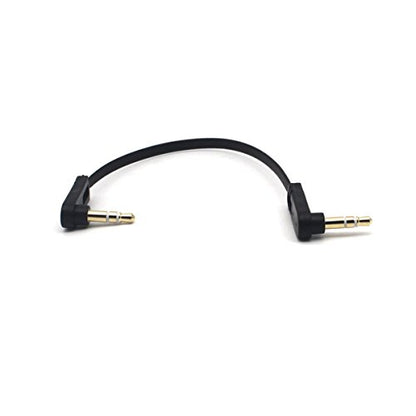 3.5mm Male Stereo Audio Flat Cable, 15cm, 2 Pack, Dual 90 Degree Angle Jack, 1/8" TRS Plug Headphone AUX Cord - color: Double Angle