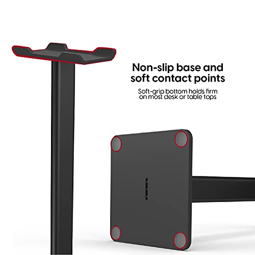 TalkWorks Headphone Stand Holder-Desktop Headset Stand Organizer and Tabletop Space Saver for Home, Office and Gaming Room - Sleek Design, Easy Assembly and Durable Non-Slip Base,Black