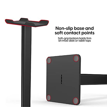 TalkWorks Headphone Stand Holder-Desktop Headset Stand Organizer and Tabletop Space Saver for Home, Office and Gaming Room - Sleek Design, Easy Assembly and Durable Non-Slip Base,Black