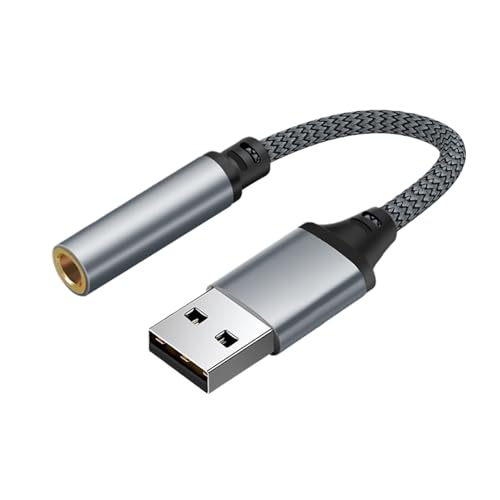 USB to 3.5mm Jack Audio Adapter 3.5mm Audio Adapter Jack Stereo Converter | Audio Jack External Stereo Sound Card Built-In Decoding Chip for Headphone Headset PC Laptop Desktop - size: 10cm