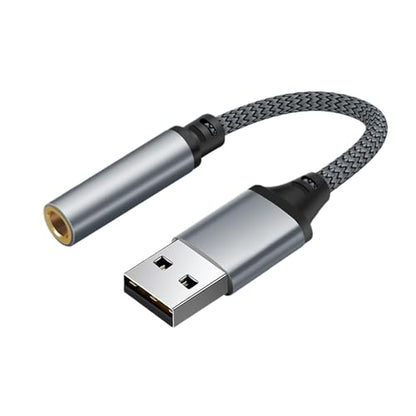 USB to 3.5mm Jack Audio Adapter 3.5mm Audio Adapter Jack Stereo Converter | Audio Jack External Stereo Sound Card Built-In Decoding Chip for Headphone Headset PC Laptop Desktop - size: 10cm