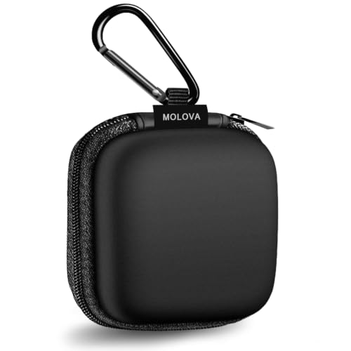 1 Pack Square Earbud Case Storage Bag with Carabiner, Black - color: C1-square black