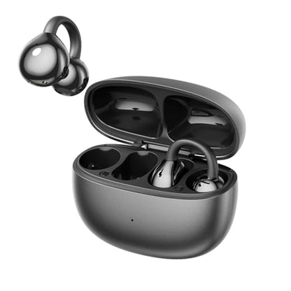 Clip-on Earbuds,Open Ear Wireless Bluetooth 5.4 Earbuds, Lightweiht Open Ear Headphones 30H Long Battery,Sweatproof Air Conduction Earphones for Sport (Black)