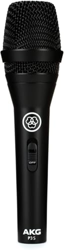 AKG Pro Audio P3S High-Performance Cardioid Dynamic Vocal Microphone with On/Off Switch, XLR Connector, Professional Studio & Live Performance Cardioid Mic for Live Vocals, and Recording, Black