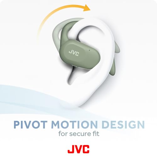 JVC nearphones Open Ear True Wireless Headphones with Pivot Motion Mecanism, 16mm Large Drivers Sound, Single Ear use, BT 5.4, Long Battery Life (up to 26 Hours) - HANP40TG (Green) - color: Green