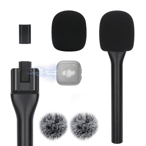 YOUSHARES Handheld Interview Microphone Holder Compatible with DJI Mic 3, Iron Magnetic Slide Rail Mic Air, Universal Lavalier DJI 3 Wireless Microphones - color: Black