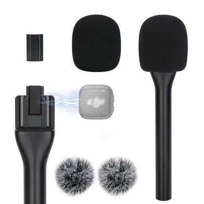 YOUSHARES Handheld Interview Microphone Holder Compatible with DJI Mic 3, Iron Magnetic Slide Rail Mic Air, Universal Lavalier DJI 3 Wireless Microphones - color: Black
