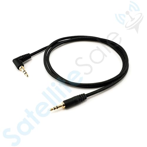 SatelliteSale Auxiliary 3.5mm Right Angle Audio Jack Male to Male Digital Stereo Aux Cable Universal Wire Black Nylon Cord 3 feet - size: 3 Feet