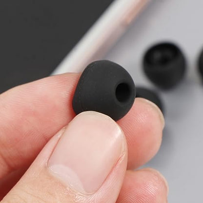 18Pcs Silicone Buds Ear Tips S/M/L Sizes Earbuds Soft Rubber Flexible Eartips Buds Wing Tips Fit in Case Buds, Black