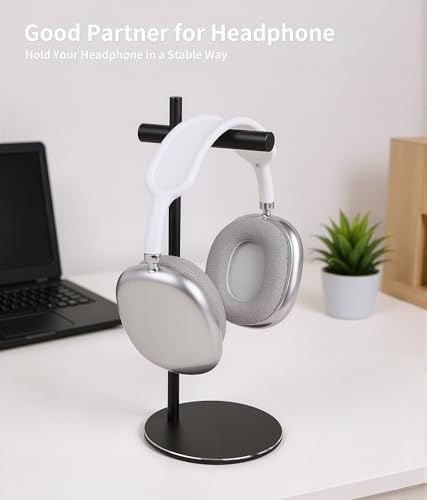 Aluminum Alloy Headphone Stand for Desk with Non-Slip Base - Universal headset stand Compatible with Over-Ear, On-Ear and Neckband Headphones (Black) - color: Black