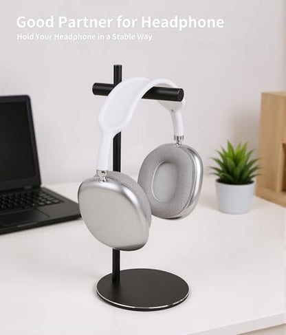Aluminum Alloy Headphone Stand for Desk with Non-Slip Base - Universal headset stand Compatible with Over-Ear, On-Ear and Neckband Headphones (Black) - color: Black