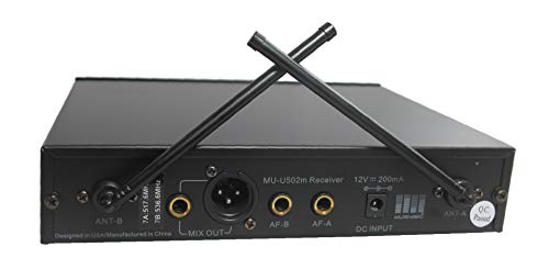 MUSYSIC Professional Dual Channel UHF Microphone System with Monitor Output | FCC Compliance Wireless Lapel Lavalier Headsets for Karaoke System Church Speaking Conference Wedding Party - size: Included 2 Bodypacks