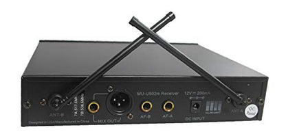MUSYSIC Professional Dual Channel UHF Microphone System with Monitor Output | FCC Compliance Wireless Lapel Lavalier Headsets for Karaoke System Church Speaking Conference Wedding Party - size: Included 2 Bodypacks