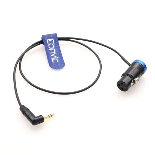 Audio Cable Low-Profile XLR 3 Pin Female Right Angle for BOYA Microphone to 3.5mm Mini Jack for Red Komodo DSMC2 Epic/Scalet Camera (Blue) - color: Blue