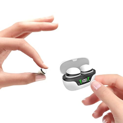 Xmenha Wireless Mini Invisible Earbuds - Hidden for Work, Bluetooth Micro Tiny Earbuds for Small Ears, Discreet Low Profile Spy Earpiece - color: White