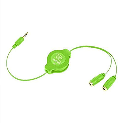 ReTrak Retractable Headphones Splitter, Green (ETCABLESPLGN) - color: Green