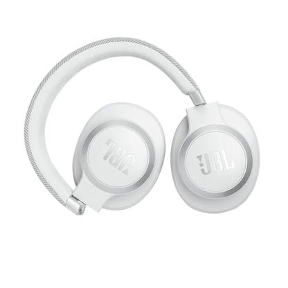 JBL Live 770NC - Wireless Over-Ear Headphones with True Adaptive Noise Cancelling with Smart Ambient, Up to 65 Hours of Battery Life, Comfort-fit Fabric Headband & Carrying Pouch (White) - color: White