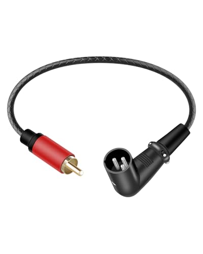 90 Degree 3Pin XLR to RCA Cable,Right Angle XLR Male to RCA Male Audio Adapter Cable for Mixers, Amplifiers, Players, Microphones est.(30CM/1FT)