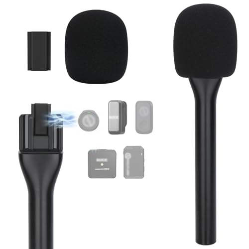 YOUSHARES Handheld Interview Microphone Holder for Hollyland Lark M2 - Iron Magnetic Slide Rail fits Hollyland Lark A1/MAX/150 & Rode/DJI Magnetic Lavalier Wireless Mics