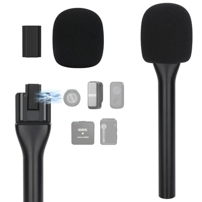 YOUSHARES Handheld Interview Microphone Holder for Hollyland Lark M2 - Iron Magnetic Slide Rail fits Hollyland Lark A1/MAX/150 & Rode/DJI Magnetic Lavalier Wireless Mics