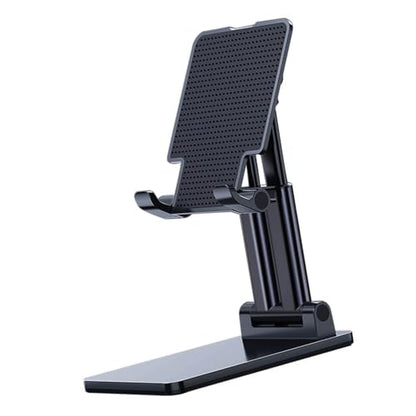 GOTOTOP Desktop Tablet Mobile Phone Holder, PC ABS Silicone Foldable Cell Phone Stand, Angle Height Adjustable, Stable Base, Charging Port Design for Desk Travel Office