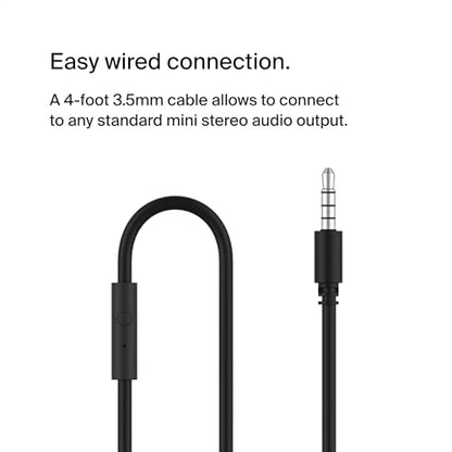 Belkin SoundForm Mini Wired Kids Headphones, On Ear, 3.5mm | Toddler headphones, built-in mic, 85dB safe volume limit, durable design, online learning, classroom, travel - color: Black, style: Wired