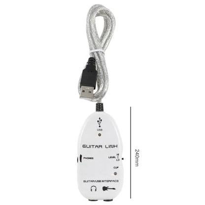 Walfront Guitar USB Audio Interface Adapter Recorder for PC with Stereo Headphone Output USB Powered for Monitoring with Active Monitor Speakers (White)
