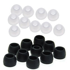 Zotech 20 Pcs Small Silicone Replacement Ear Buds Tips (10 Black, 10 Clear)
