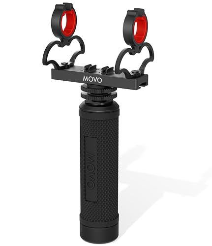 Movo SM6H Ultraflex Premium Shockmount for Shotgun Microphones with Grip Handle – Compatible with Rode NTG Series, Sennheiser MKE600, Audio-Technica AT875R, and More - style: Shockmount and Grip