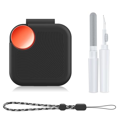 for CMF Buds/CMF Buds 2a Case with Cleaner Kit, Anti-Scratch Shockproof Silicone Protective Case with Lanyard Accessories,Front LED Visible(Black) - color: Black