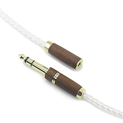NewFantasia 3.5mm 1/8" TRS Male and 6.35mm 1/4" Adapter to 4.4mm Balanced Female Headphone Audio Adapter Cable 8 Cores 6N OCC Copper Single Crystal Silver Plated Wire Walnut Wood Shell
