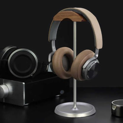 Headphone Stand/Desktop Headset Holder–Crafted from Solid Wood and Aluminum Alloy,supports up to 10kg,suitable for Various Desktop Setups(Black) - color: Black