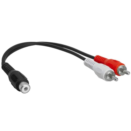 2 RCA Male to 1 RCA Female Stereo Audio Y-Cable, 2 RCA Plugs to 1 x RCA Jack Y-Adapter Subwoofer Cable, Gold Pla - color: 1 RCA F to 2 RCA M, size: Single