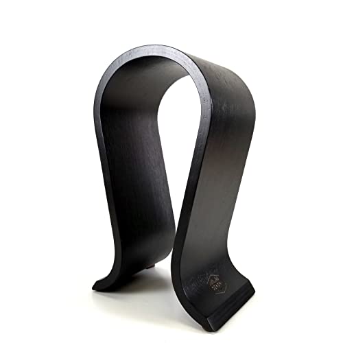 Dekoni Audio Omega Wood Headphone Stand, Black | Real Wood, Non-Slip Feet, Arched Support, Desk Display