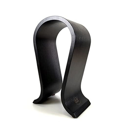 Dekoni Audio Omega Wood Headphone Stand, Black | Real Wood, Non-Slip Feet, Arched Support, Desk Display