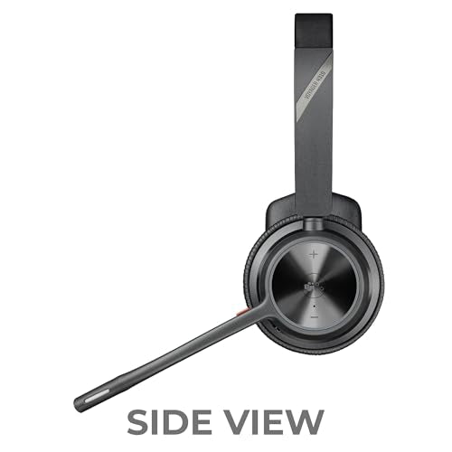 Poly Voyager 4310 UC Wireless Bluetooth Headset (USB-A) with Charging Headset Stand Bundle - Noise Cancelling Mic, Works with USB Deskphone, PC, Mobile, For Zoom and Phone Calls, GTW Microfiber Cloth - color: Mono - w/ Charging Stand