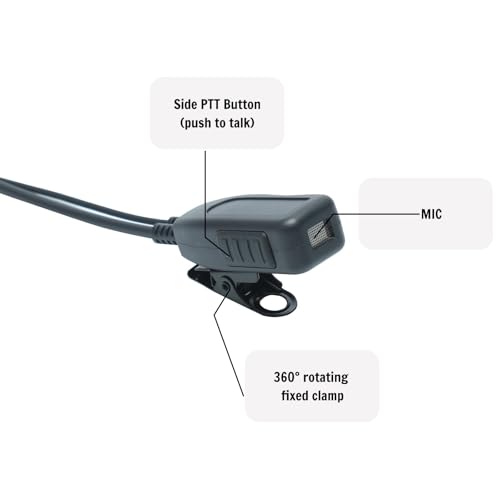 C-Shape Earpiece Compatible with Motorola CLS1110 2pcs | 2-pack over-ear C-ring walkie talkie headsets featuring PTT mic for CP200D CLS1410 CP185 RDM2070d 2-pin two-way radios
