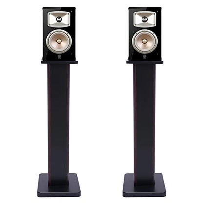 28" Bookshelf Speaker Stands Pair Surround Sound Home Theater Desktop Speaker Stands for Under 15" Desk Speakers Medium&Small Speakers Studio Monitor(Black Walnut)