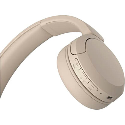 Sony WH-CH520 Best Wireless Bluetooth On-Ear Headphones with Microphone for Calls and Voice Control, Up to 50 Hours Battery Life with Quick Charge Function, Includes USB-C Charging Cable - Beige - color: Beige