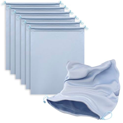 Microfiber Drawstring Bags, Multi-Size Soft Protective Pouches for Shoes, Ski Goggles, Sunglasses, Handbags & Camera Lenses - color: Light Blue