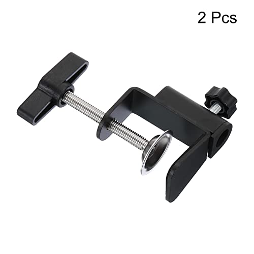 PATIKIL 0.49" Hole Dia. Desk Clamp, 2 Pcs Universal C-Clamp Base with Adjustable Screw for Microphone Mic Arm Table Lamp Mount Holder, Black - color: Black