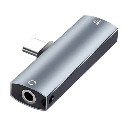 AreMe 2-in-1 USB C to 3.5mm Headphone & Charger Adapter | Type C to Aux Audio Jack with PD 60W Charging Splitter Dongle for iPhone 15/16 Series, iPad, Galaxy, Note, Pixel and More