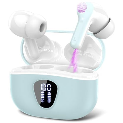 Wireless Earbuds, Bluetooth 5.3 Headphones HiFi Stereo, Bluetooth Earbuds - color: TR-EAzure