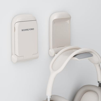 MAMUVIMO Headphone Stand, Headset Stand Foldable ＆ Sticky, Headphone Holder Hook Mount with Non-Slip Silicone, Adhesive Earphone Desk Hanger Clip Space-Saving for Airpods Max, All Earphones- Starlight - color: Starlight, size: 1 Pack