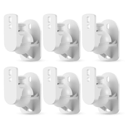 TNP Universal Satellite Speaker Wall Mount Bracket Ceiling Mount Clamp with Adjustable Swivel and Tilt Angle Rotation for Home Theater Surround Sound System Satellite Speakers - 6 Pack, White - color: White, size: 6 Pack