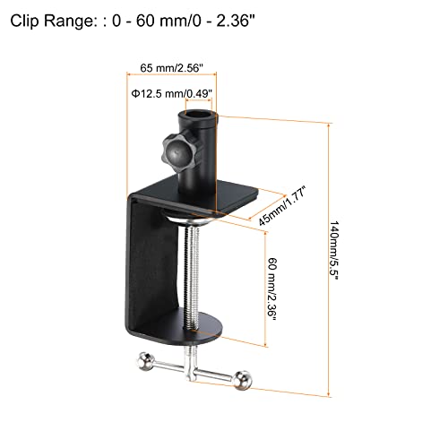 PATIKIL 0.49" Hole Dia. Desk Clamp, 2 Pcs Aluminum Alloy Universal Adjustable C-Clamp Mount Holder for Microphone Mic Arm Table Lamp, Black - color: Black