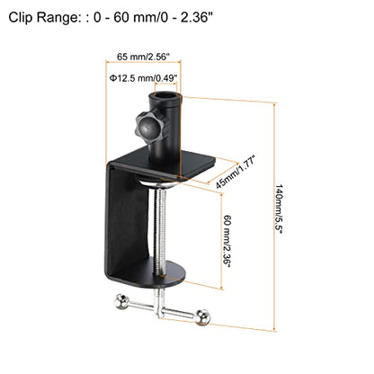 PATIKIL 0.49" Hole Dia. Desk Clamp, 2 Pcs Aluminum Alloy Universal Adjustable C-Clamp Mount Holder for Microphone Mic Arm Table Lamp, Black - color: Black
