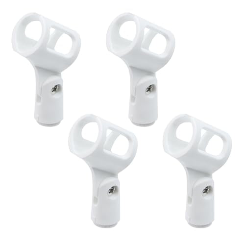4Pcs Microphone Clip Rubber Flexible Mic Holder (White) | Handheld Wireless, Adjustable Angle, Inner Diameter Range 30-50mm - style: White, Square